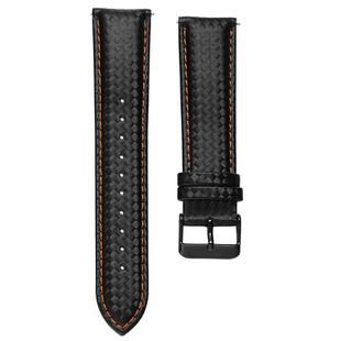 For Huawei / Samsung Galaxy Watch Universal Watch Strap Quick Release Carbon Fiber Leather Watch Band, Size: 22mm(Orange Line)