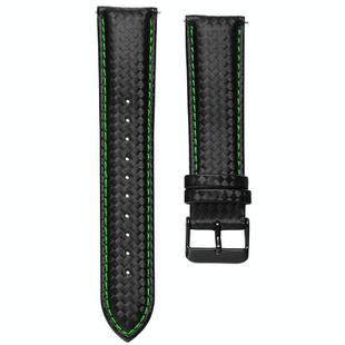 For Huawei / Samsung Galaxy Watch Universal Watch Strap Quick Release Carbon Fiber Leather Watch Band, Size: 22mm(Green Line)