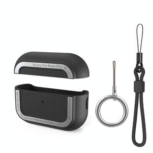For AirPods Pro 2 AhaStyle JY09 Dual Lanyard Case TPU+Aluminum Personalized Case(Black)