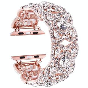 Petaled Metal Diamond Wristband Strap For Apple Watch Series 9 / 8 / 7 / 6 / SE / 5 / 4 / 3, Color: 1215 Rose Gold(42/44/45/49mm)