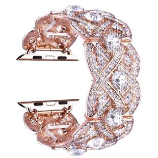 Petaled Metal Diamond Wristband Strap For Apple Watch Series 9 / 8 / 7 / 6 / SE / 5 / 4 / 3, Color: 1202 Rose Gold(38/40/41mm)