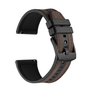For Samsung Galaxy Watch / Huawei GT3 22mm Universal Quick Release Leather Silicone Strap(Coffee)