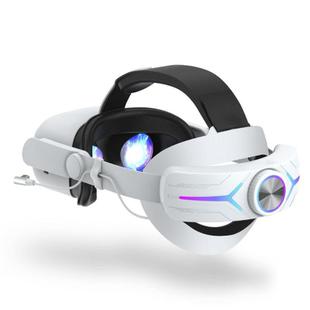 For Meta Quest 2 VR RGB Head Strap Adjustable Headband Built-in 8000 mAh Battery(White)