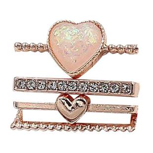 4pcs / Set 21mm Width Smart Watch Silicone Band Heart Decorative Ring Metal Accessories(Rose Gold)