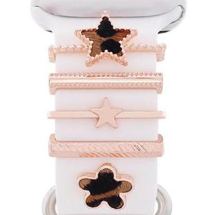5pcs / Set 20mm Width Smart Watch Silicone Band Decorative Ring Metal Accessories, Style: Rose Gold 3
