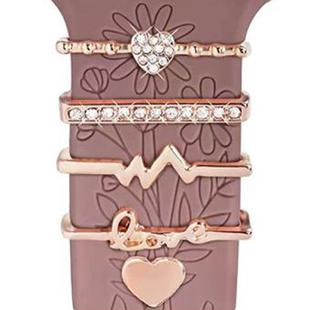 5pcs / Set 20mm Width Smart Watch Silicone Band Decorative Ring Metal Accessories, Style: Rose Gold 6
