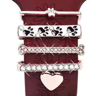 5pcs / Set 20mm Width Smart Watch Silicone Band Decorative Ring Metal Accessories, Style: Rose Gold 8