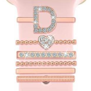 6pcs / Set Smart Watch Silicone Band Decorative Ring Metal Accessories, Size: D(Rose Gold)