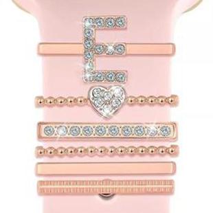 6pcs / Set Smart Watch Silicone Band Decorative Ring Metal Accessories, Size: E(Rose Gold)