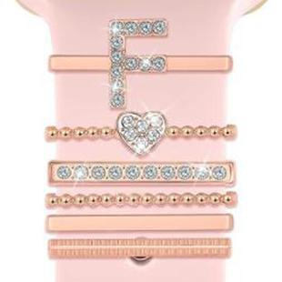 6pcs / Set Smart Watch Silicone Band Decorative Ring Metal Accessories, Size: F(Rose Gold)