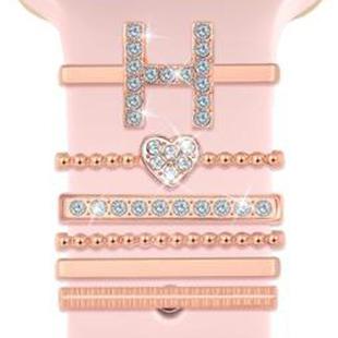 6pcs / Set Smart Watch Silicone Band Decorative Ring Metal Accessories, Size: H(Rose Gold)