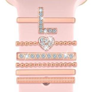 6pcs / Set Smart Watch Silicone Band Decorative Ring Metal Accessories, Size: L(Rose Gold)