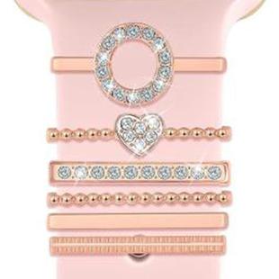 6pcs / Set Smart Watch Silicone Band Decorative Ring Metal Accessories, Size: O(Rose Gold)