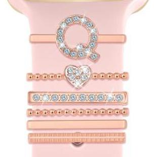 6pcs / Set Smart Watch Silicone Band Decorative Ring Metal Accessories, Size: Q(Rose Gold)
