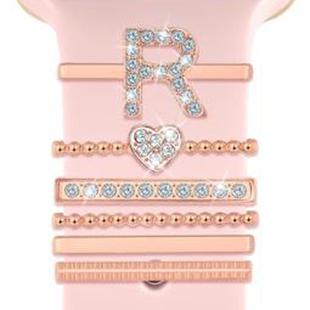 6pcs / Set Smart Watch Silicone Band Decorative Ring Metal Accessories, Size: R(Rose Gold)