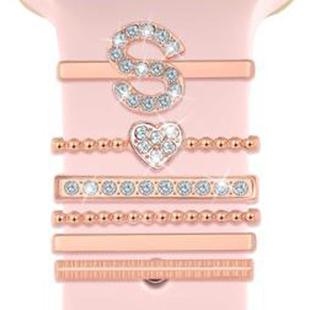 6pcs / Set Smart Watch Silicone Band Decorative Ring Metal Accessories, Size: S(Rose Gold)