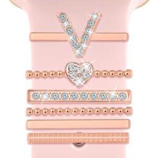6pcs / Set Smart Watch Silicone Band Decorative Ring Metal Accessories, Size: V(Rose Gold)