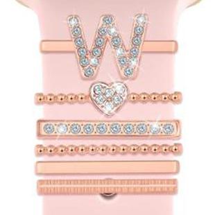 6pcs / Set Smart Watch Silicone Band Decorative Ring Metal Accessories, Size: W(Rose Gold)