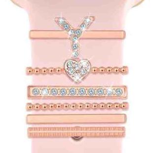 6pcs / Set Smart Watch Silicone Band Decorative Ring Metal Accessories, Size: Y(Rose Gold)