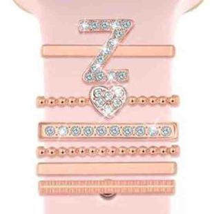 6pcs / Set Smart Watch Silicone Band Decorative Ring Metal Accessories, Size: Z(Rose Gold)