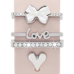 4pcs / Set 22mm Width Smart Watch Silicone Band Decorative Ring Metal Accessories(Love Heart Silver)
