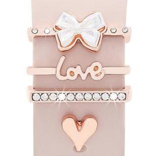 4pcs / Set 22mm Width Smart Watch Silicone Band Decorative Ring Metal Accessories(Love Heart Rose Gold)