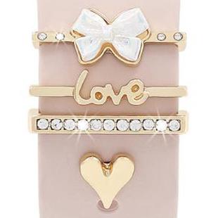 4pcs / Set 22mm Width Smart Watch Silicone Band Decorative Ring Metal Accessories(Love Heart Gold)