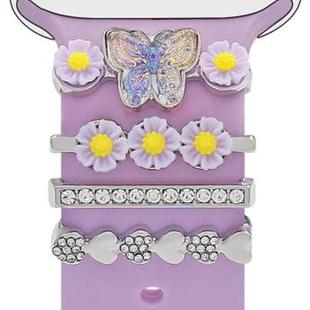 4pcs / Set 22mm Width Smart Watch Butterfly Flower Band Decorative Ring Metal Accessories, Style: 2