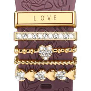 21mm Width Smart Watch Band Decorative Ring Metal Accessories(LOVE Gold)