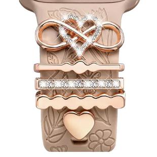 21mm Width Smart Watch Band Decorative Ring Metal Accessories(Infinite Love Heart Rose Gold)