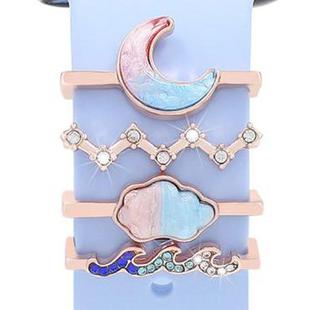 4pcs / Set 22mm Width Smart Watch Band Decorative Ring Metal Accessories, Style: 3