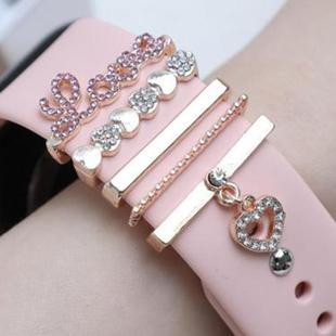 5pcs / Set 21mm Width Smart Watch Band LOVE Letter Decorative Ring Metal Accessories(Rose Gold)