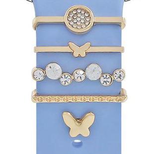 22mm Width Smart Watch Silicone Band Decorative Ring Metal Accessories, Style: Butterfly Gold