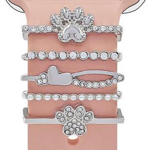 22mm Width Smart Watch Silicone Band Decorative Ring Metal Accessories, Style: Dog Paw Silver