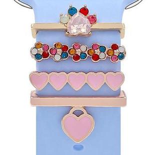 22mm Width Smart Watch Silicone Band Decorative Ring Metal Accessories, Style: Dog Paw Rose Gold