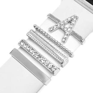 5pcs / Set 21mm Width Smart Watch Band Letter Decorative Ring Metal Accessories, Style: A(银色)