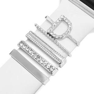 5pcs / Set 21mm Width Smart Watch Band Letter Decorative Ring Metal Accessories, Style: D(银色)