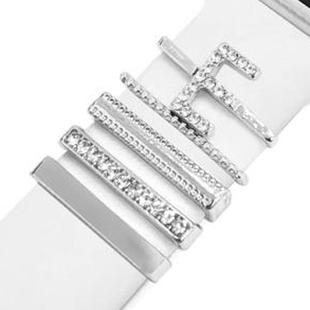 5pcs / Set 21mm Width Smart Watch Band Letter Decorative Ring Metal Accessories, Style: E(银色)