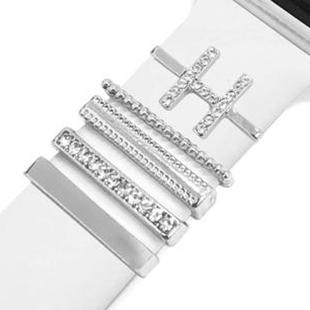 5pcs / Set 21mm Width Smart Watch Band Letter Decorative Ring Metal Accessories, Style: H(银色)