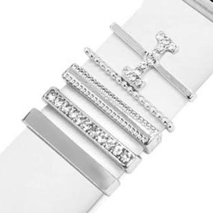 5pcs / Set 21mm Width Smart Watch  Band Letter Decorative Ring Metal Accessories, Style: I(银色)