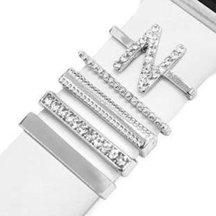 5pcs / Set 21mm Width Smart Watch Band Letter Decorative Ring Metal Accessories, Style: N(银色)
