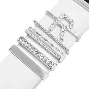 5pcs / Set 21mm Width Smart Watch Band Letter Decorative Ring Metal Accessories, Style: R(银色)