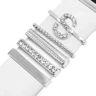 5pcs / Set 21mm Width Smart Watch Band Letter Decorative Ring Metal Accessories, Style: S(银色)