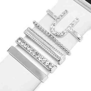 5pcs / Set 21mm Width Smart Watch Band Letter Decorative Ring Metal Accessories, Style: U(银色)
