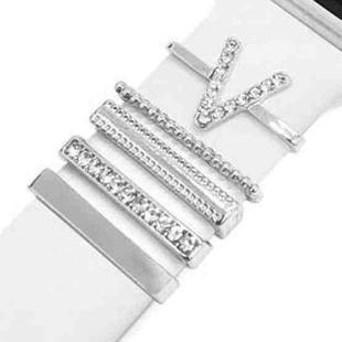 5pcs / Set 21mm Width Smart Watch Band Letter Decorative Ring Metal Accessories, Style: V(银色)