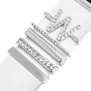 5pcs / Set 21mm Width Smart Watch Band Letter Decorative Ring Metal Accessories, Style: W(银色)
