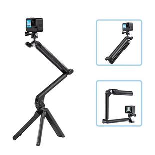 TELESIN Tri-folding Tripod For Sports Camera Mobile Phone Selfie Stand Desktop Fixed Bracket(Black)