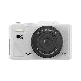 W1 5K HD Digital Camera 75MP 18X Digital Zoom WiFi Video Recorder With Flip Screen(White)