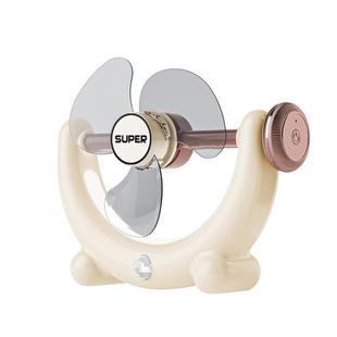 Multifunctional Fan Light Sound Big Wind Power With Light Wall Mounted Long Life Desktop Small Ceiling Fan, Color: Rechargeable Beige