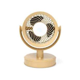 Desktop Fan Outdoor Student Office Portable Rechargeable USB Tabletop Small Fan, Color: With Light (Khaki)
